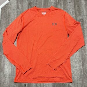 Under Armour Men's Orange Long Sleeve V-neck Shirt, EUC, size L‎